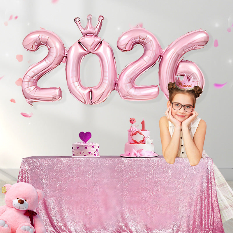 2026 Gold Crown Foil Number Balloons โ New Year, Christmas Eve & Graduation Party Decorations