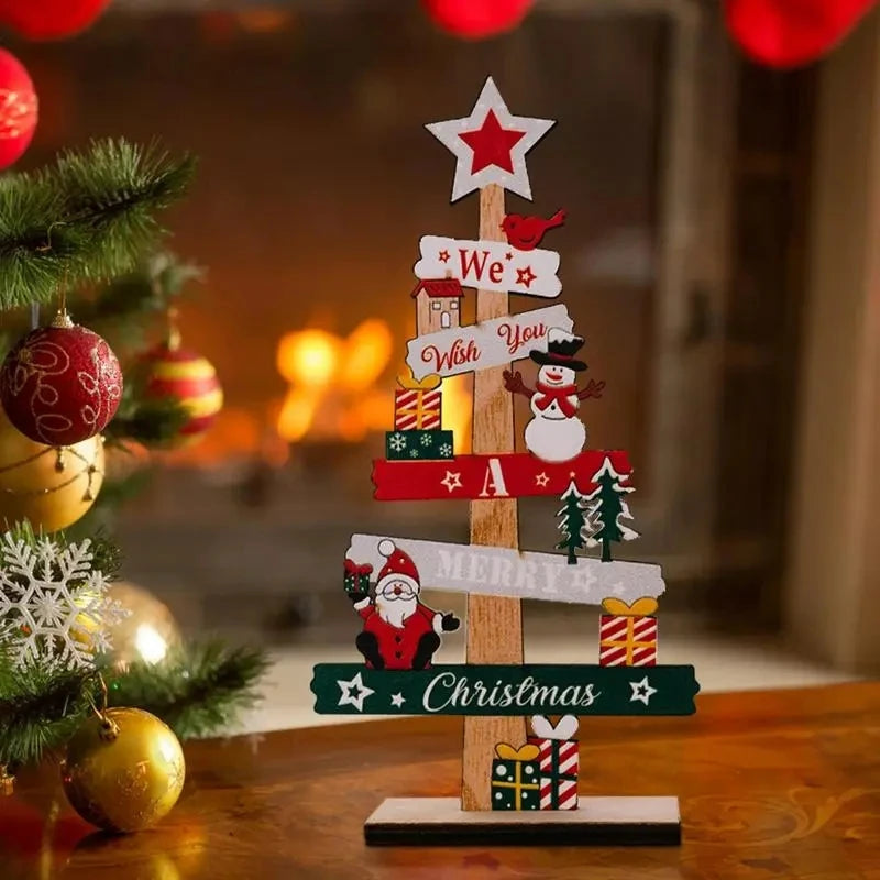 Wooden Christmas Tree Desktop Ornament