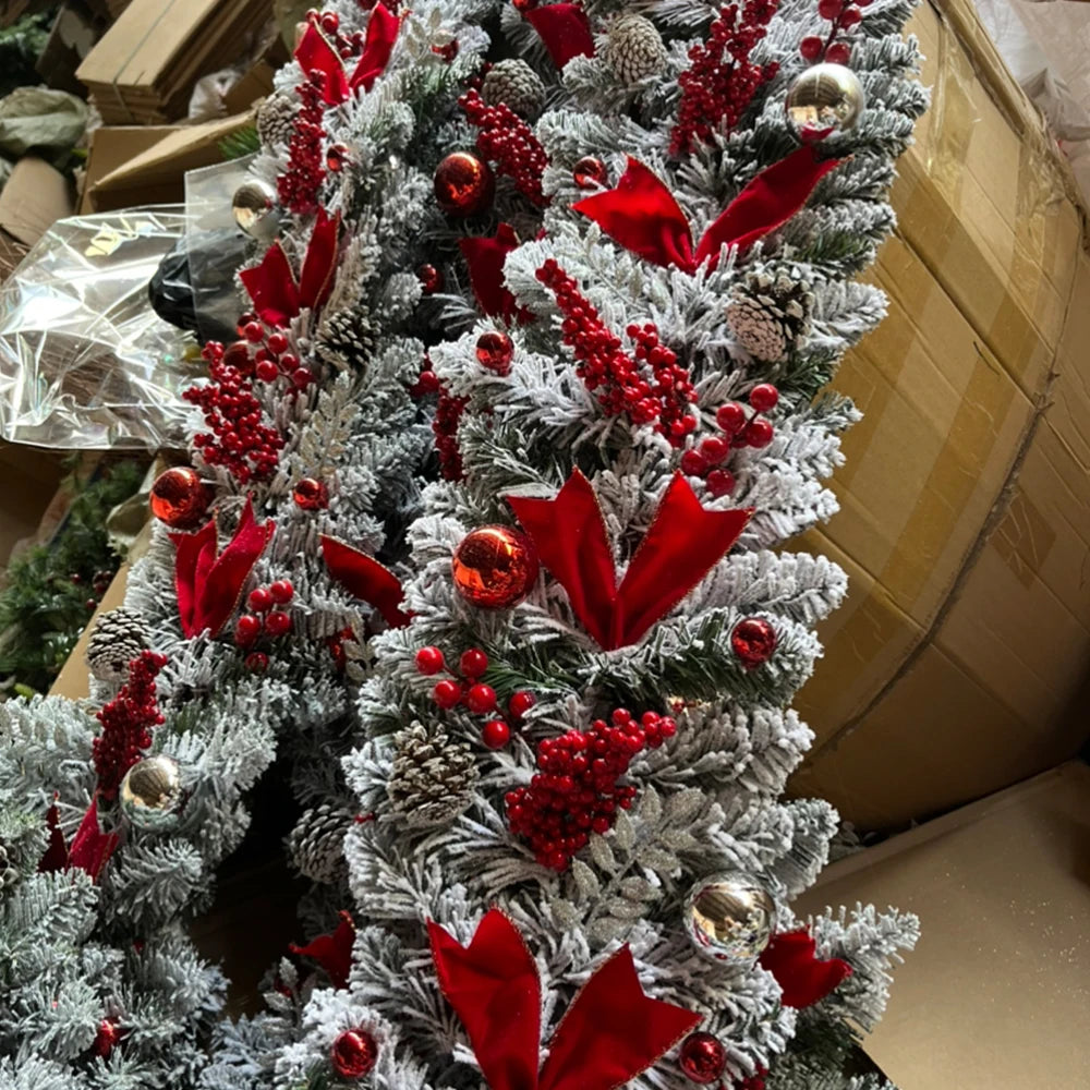 Flocked PVC Christmas Decoration Flower Wreath Vine Hanging Garland Artificial Crafts Tree Door Home Art Navidad Holiday Decor