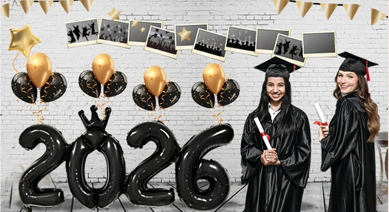 2026 Gold Crown Foil Number Balloons โ New Year, Christmas Eve & Graduation Party Decorations