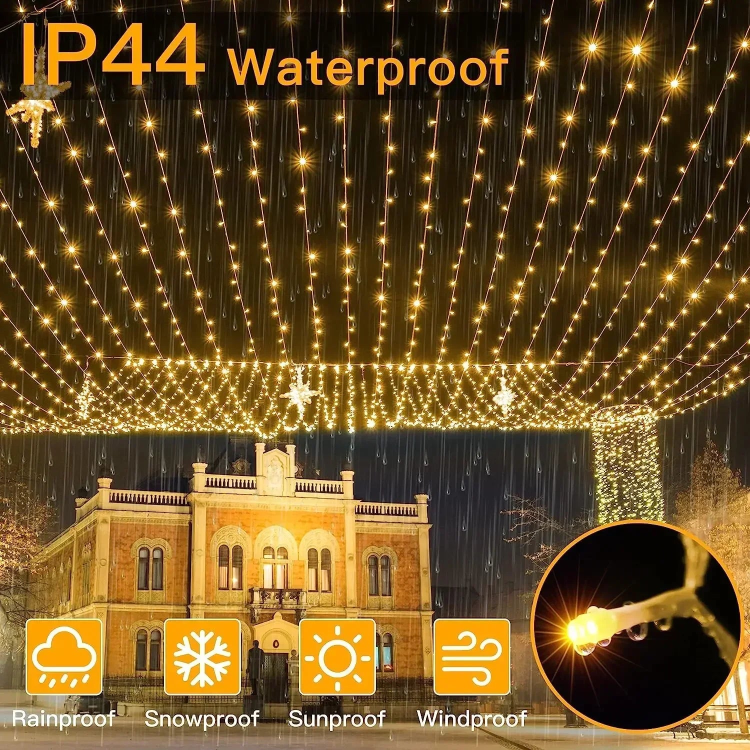 Outdoor String Lights – Weatherproof Fairy Curtain Lights !