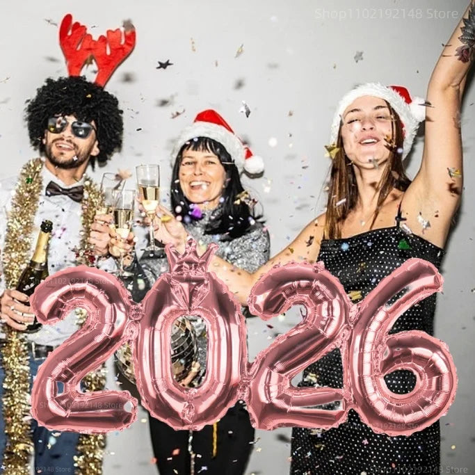 2026 Gold Crown Foil Number Balloons โ New Year, Christmas Eve & Graduation Party Decorations