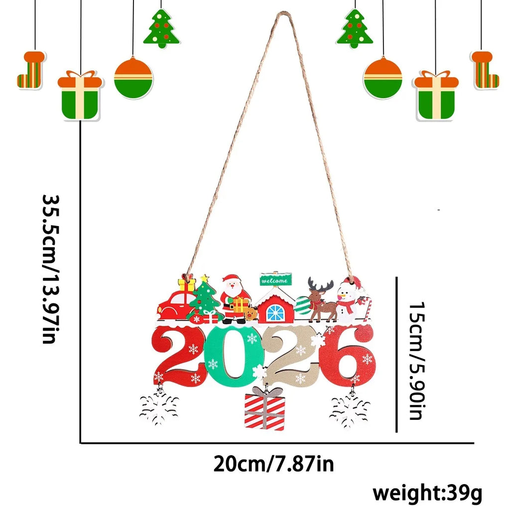 Colorful Wooden Christmas 2026 Hanging Pendants